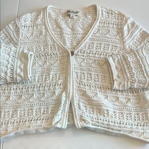 Norm Thompson - XL, White Cardigan, Crochet, vintage